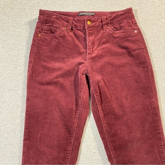 Poured in Blue Corduroy Pants Womens Sz 7 Maroon Low Rise Skinny Soft Casual - Picture 3 of 15